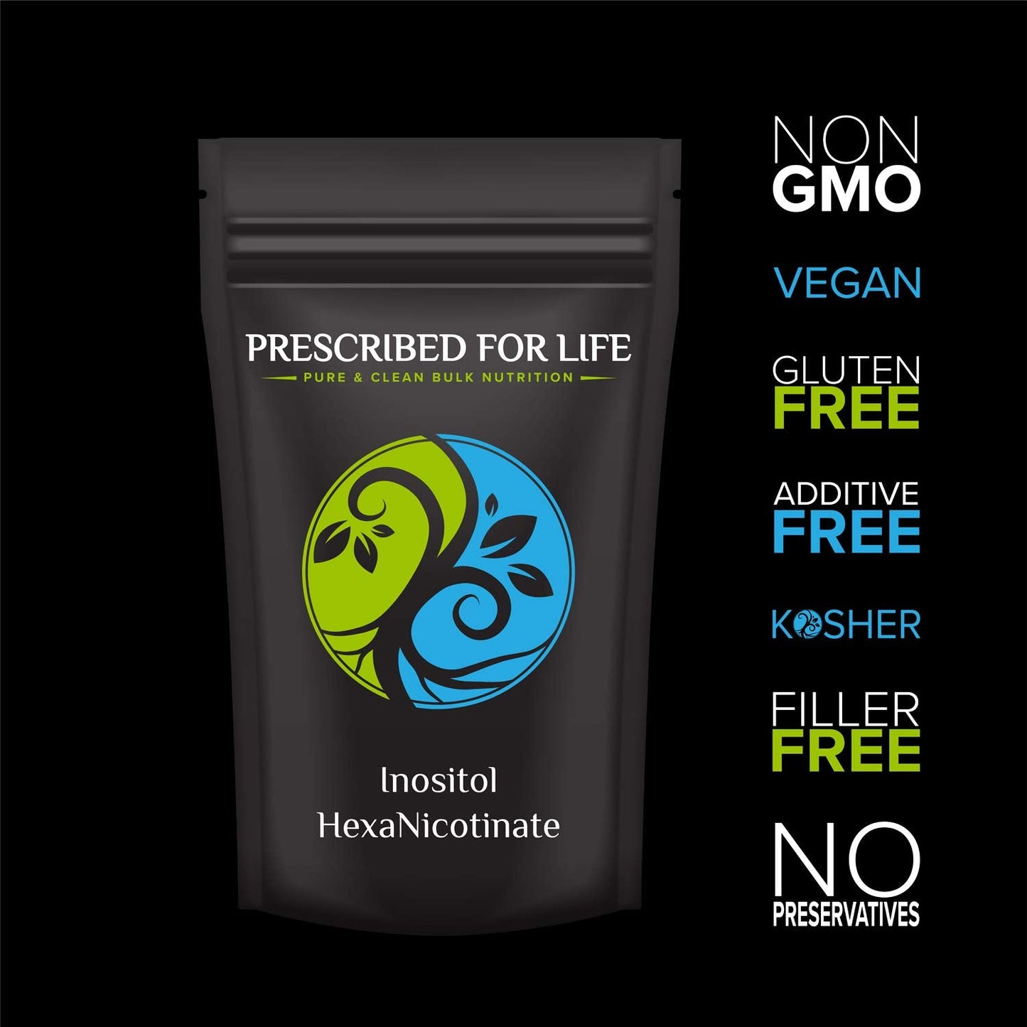 Prescribed For Life Inositol HexaNicotinate Powder | No Flush Niacin | All Natural Vitamin B8 | Inositol Dietary Supplement (25kg / 55lb)