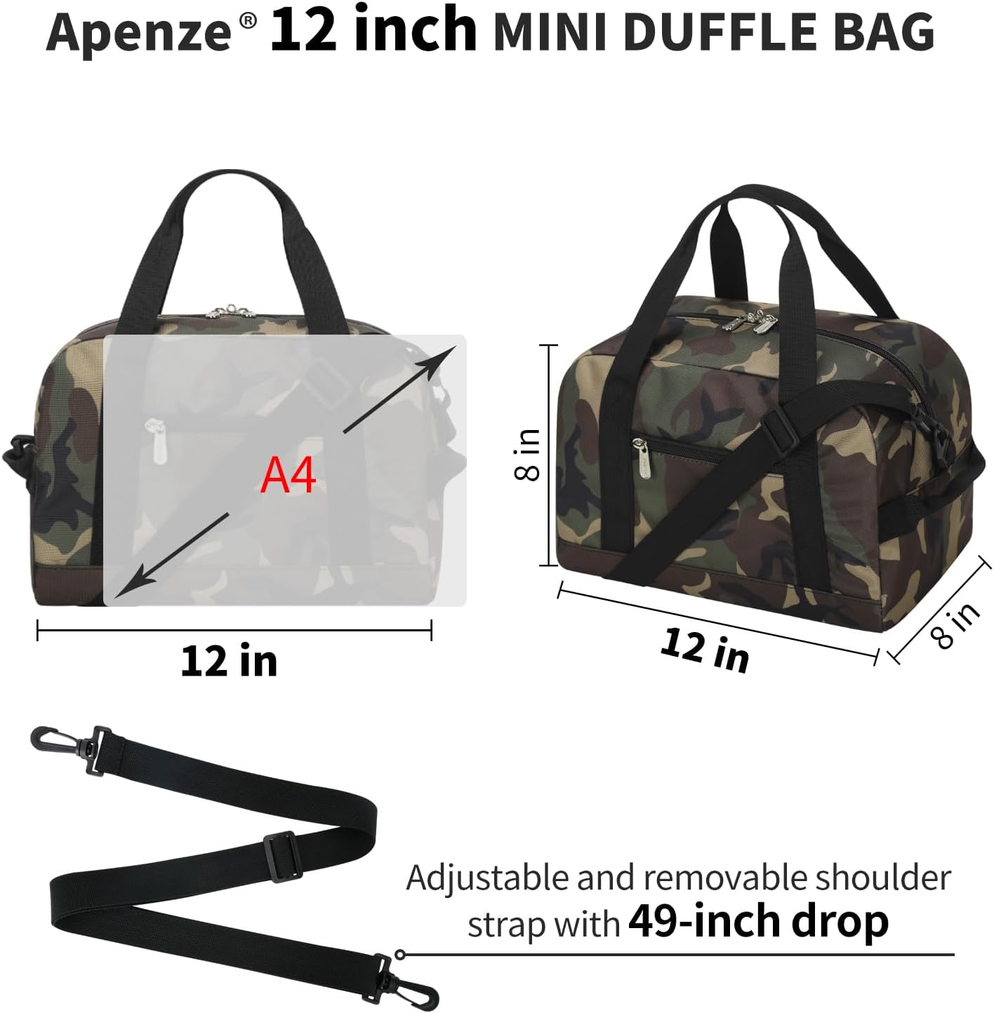Kleine Sporttasche 18 Zoll Handgepäck Reisetasche für Wochenendtrips Sport-Schwarz