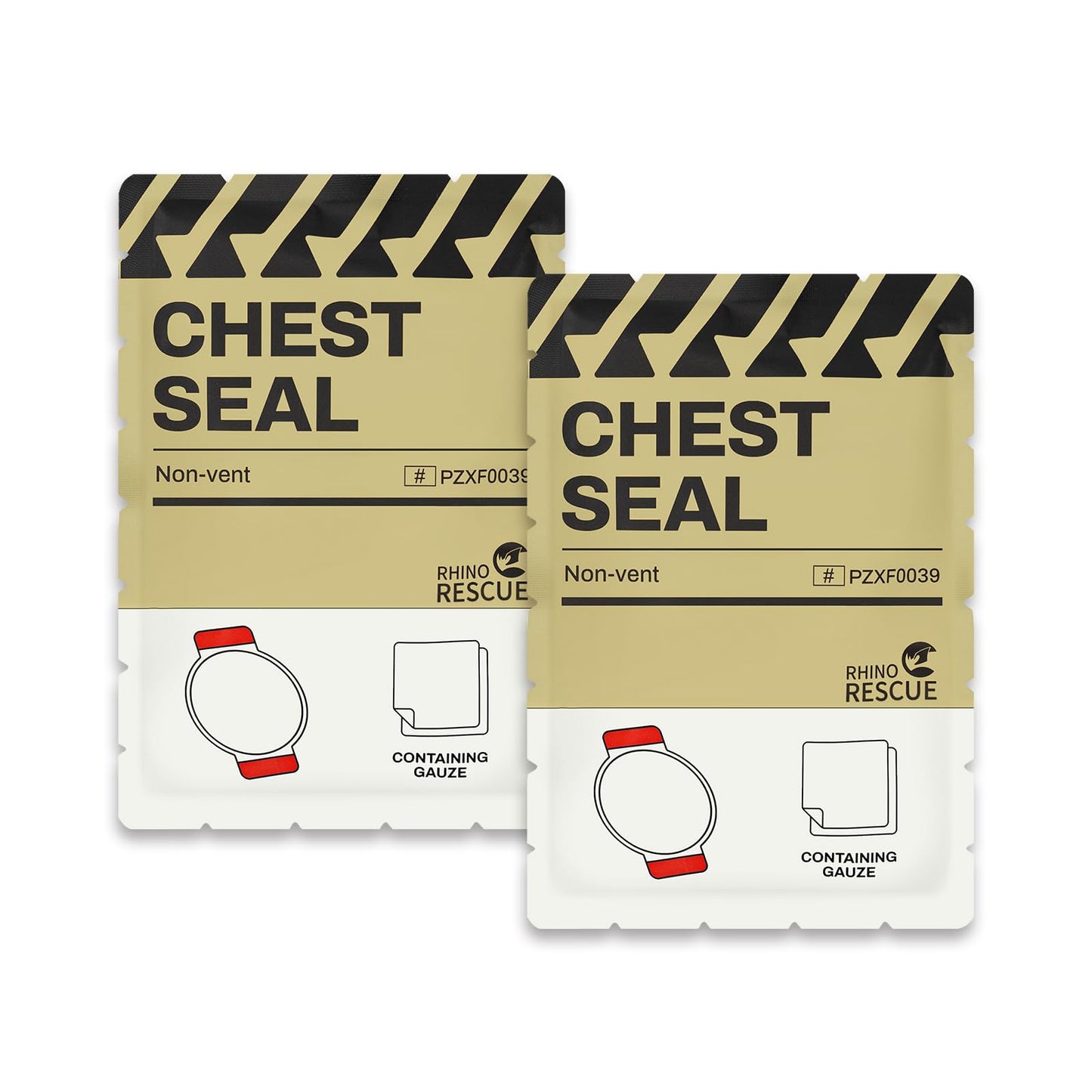 RHINO RESCUE Vented Chest Seal, 4 Vents, Sterile Emergency Trauma Dressing, Occlusive Adhesive Pad, IFAK Trauma Refill Medical First Aid Supplies for Wound Care, Gunshot Wound, Sucking Chest(20 Count)