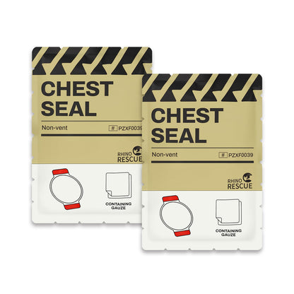 RHINO RESCUE Vented Chest Seal, 4 Vents, Sterile Emergency Trauma Dressing, Occlusive Adhesive Pad, IFAK Trauma Refill Medical First Aid Supplies for Wound Care, Gunshot Wound, Sucking Chest(20 Count)