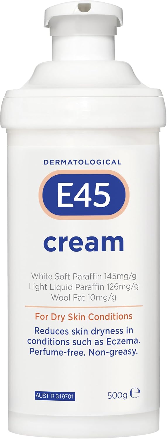 E45 - Dermatological Cream For Dry Skin Conditions | Non Greasy Emollient | Hypoallergenic | 500g