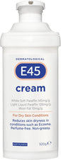 E45 - Dermatological Cream For Dry Skin Conditions | Non Greasy Emollient | Hypoallergenic | 500g