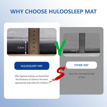 Huloo Sleep Ultra Soft Baby Spielmatte für den Boden, 3,3 cm dicke Elasti-Foam 127x127 cm Laufgittermatte für Kleinkinder, rutschfeste Rückseite, sicher zum Krabbeln und für die Bauchlage, Tatami-Stil (Dunkelgrau)