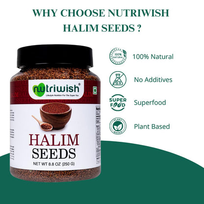 Nutriwish Halim Samen (Aliv/Gartenkresse-Samen), 250 g | Nährstoffreiche Superfood-Samen zum Verzehr | Perfekt für Salate, Suppen, Smoothies, Backwaren, Proteinsnacks & tägliche Wellness-Ernährung