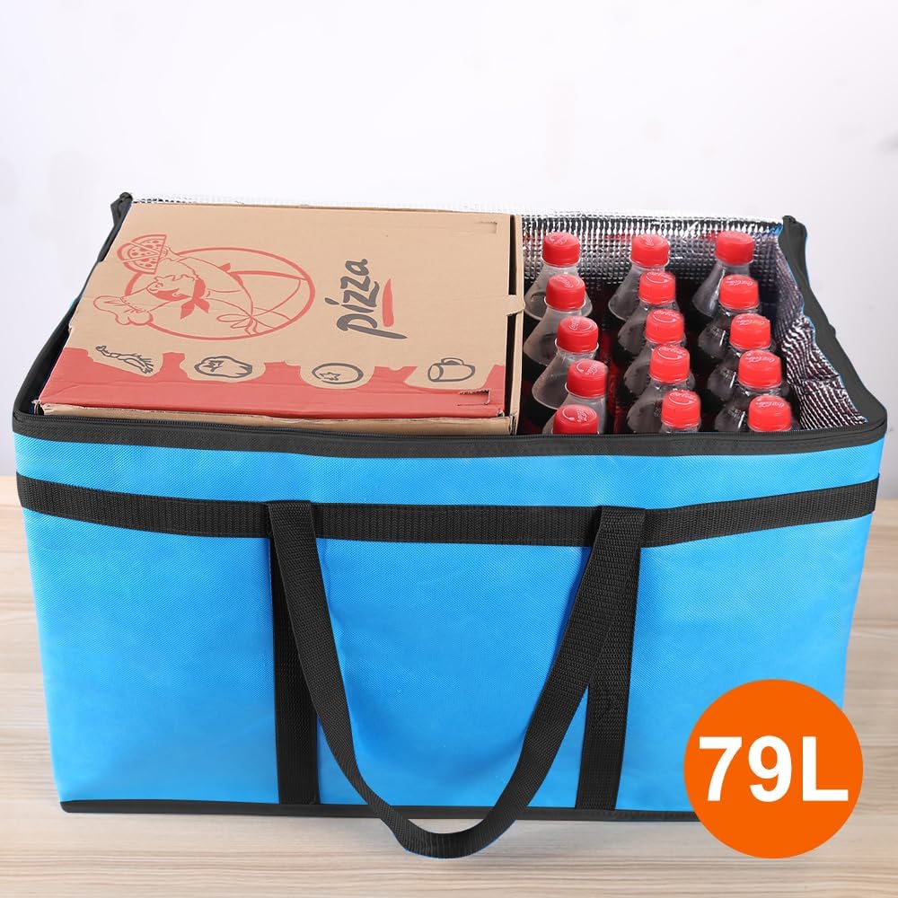 Bodaon Isolierte Essensliefertasche - Warm- & Kalthaltetransporttasche, Catering/Doordash Pizzawärmer, Einkaufstasche, Kühltasche für Partys (Schwarz-Rot, 1 St.), Ideal für den Transport warmer Speisen