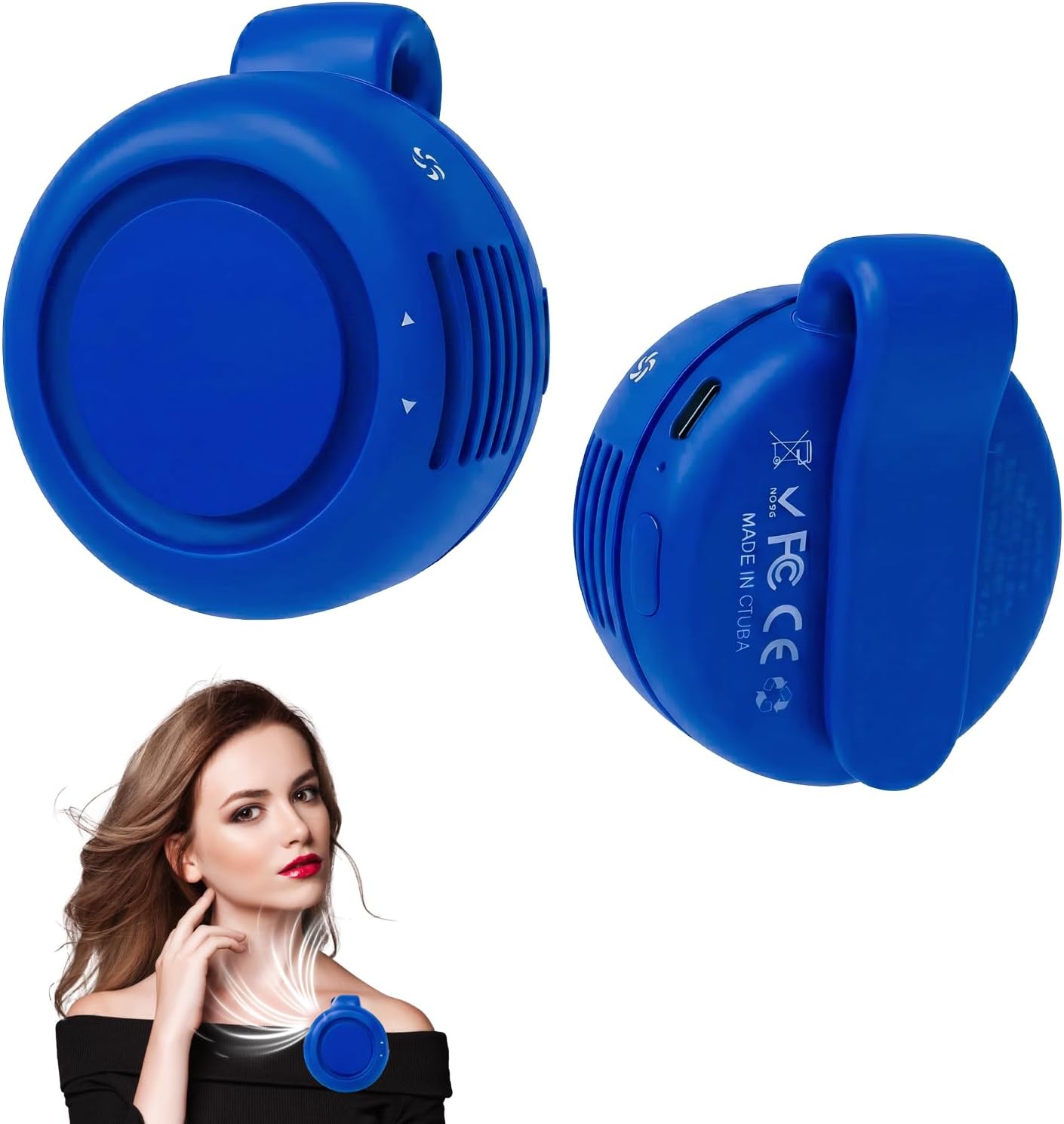 Portable Silent Mini Bladeless Fan Clip On, Small Fan Clip on for Shirt & Waist, Adjustable 3-Speed Suspended Whirlwind Fans, For Outdoor & Travel & Office, Travel Accessories, Gift