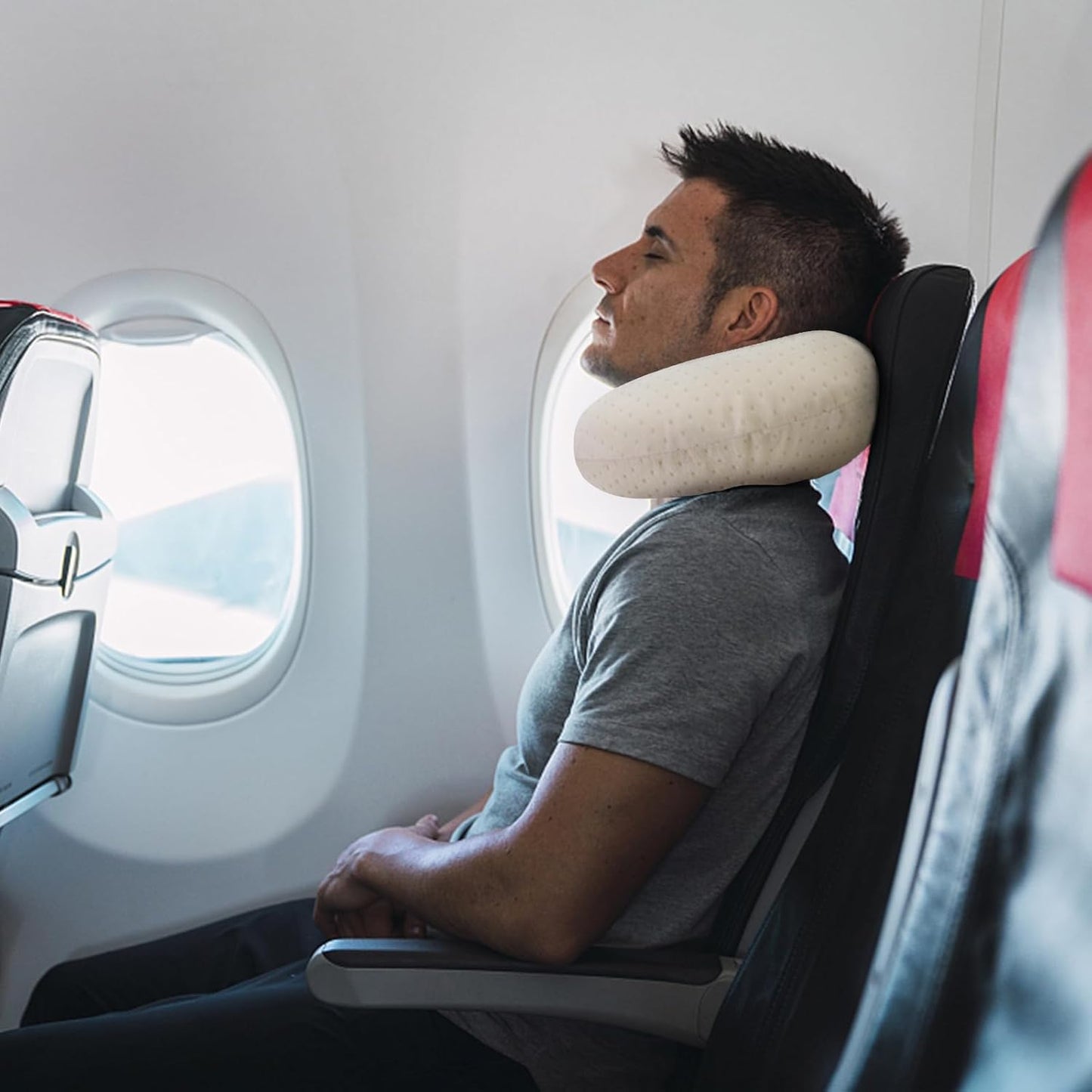 Schwarzes Reise-Nackenkissen Memory-Schaum Flugzeugkissen für Nacken- und Kopfstütze Weiches, tragbares U-förmiges Nackenkissen für Flugzeug, Auto und Heimbüro
