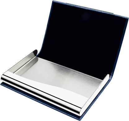 Visitenkartenhalter, Visitenkartenetui Luxuriöses PU-Leder & Edelstahl Multi Kartenetui, Visitenkartenhalter Brieftasche Kreditkarten ID Etui/Halter für Männer & Frauen… (Schwarz)