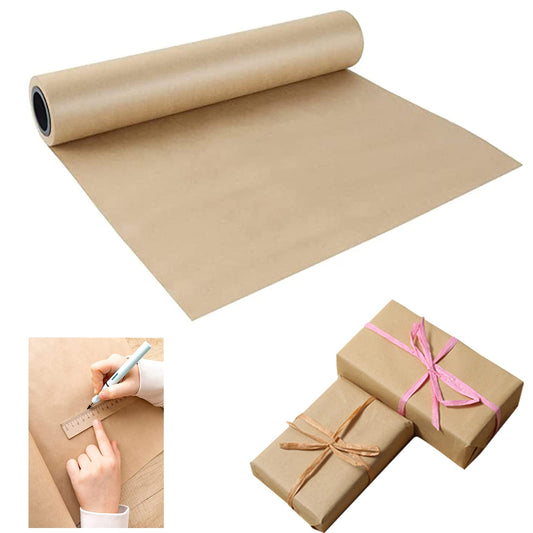 Shinok Brown Kraft Paper Roll - 15" x 33'(400") Brown Wrapping Paper for Packing Moving Small Craft Paper Roll for Gift Wrapping Art Christmas