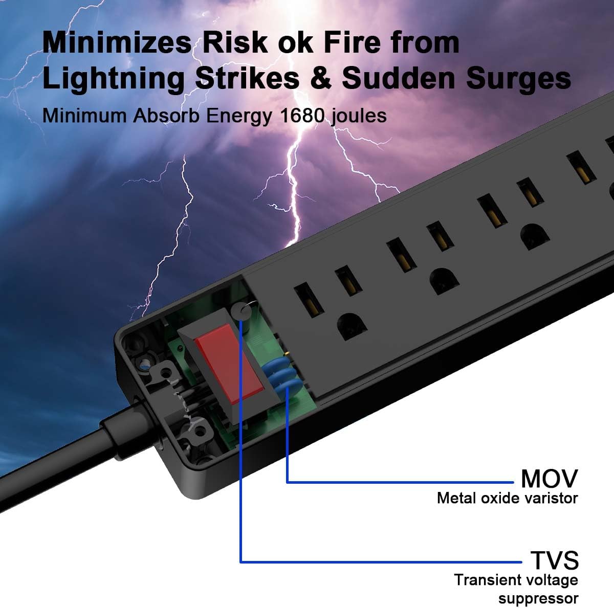 6Ft Power Strip Surge Protector - Yintar Extension Cord Review