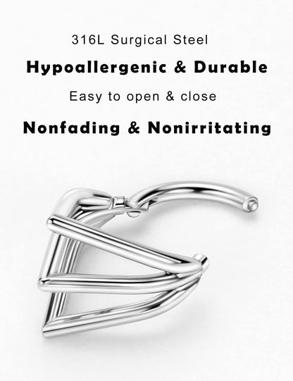 TDEBA Conch Piercing Schmuck, 316L Chirurgenstahl Segment Nasenring, CZ Knorpel Ohrringe, Lippenring, Segment Helix Rook Nahtloser Clicker Piercing Schmuck