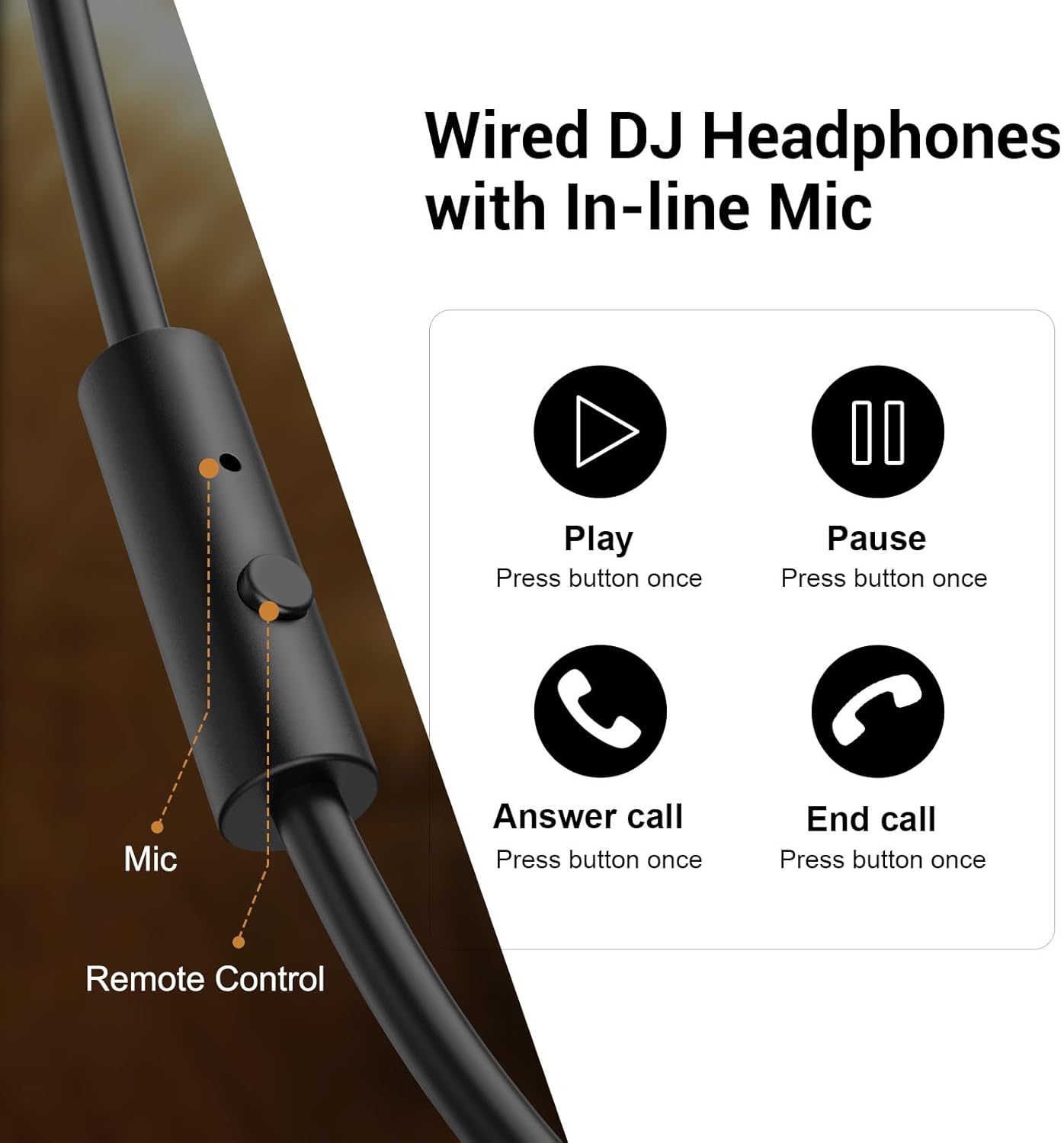OneOdio Pro-10 Over-Ear Kabelkopfhörer für Schule Studio-Monitor & Mixing DJ Stereo-Headsets, 50mm Neodym-Treiber, Inline-Mikrofon, 3,5mm/6,35mm Klinke für Verstärker Computer Aufnahme Telefon Klavier Gitarre