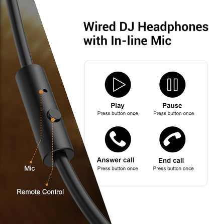 OneOdio Pro-10 Over-Ear Kabelkopfhörer für Schule Studio-Monitor & Mixing DJ Stereo-Headsets, 50mm Neodym-Treiber, Inline-Mikrofon, 3,5mm/6,35mm Klinke für Verstärker Computer Aufnahme Telefon Klavier Gitarre