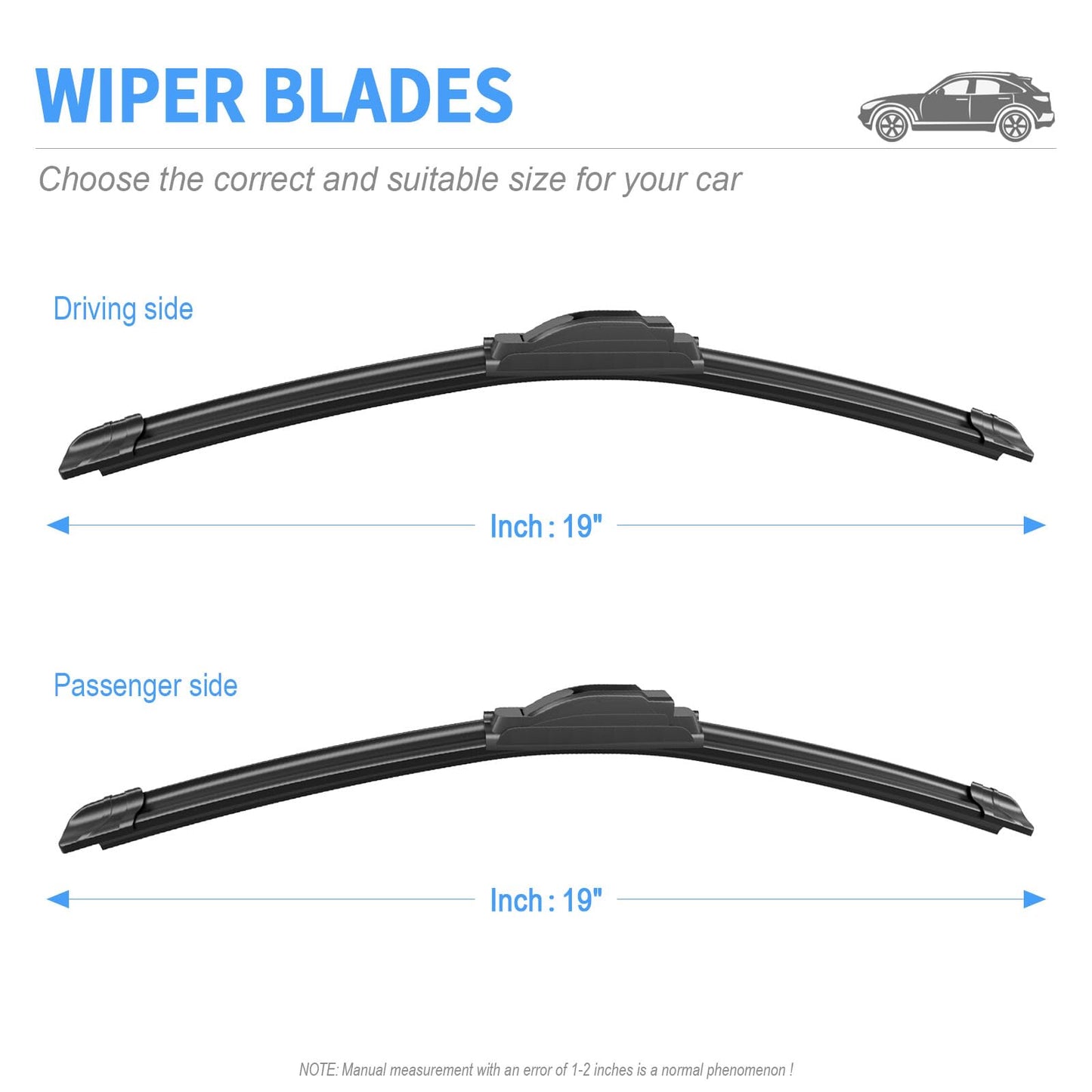 Gavimnal® 20"+20" Silicone Wiper Blades Replacement For Ford Explorer 2005-2010,F-150 1999-2007,All-Season Front Windshield Wiper Blades(Set of 2)