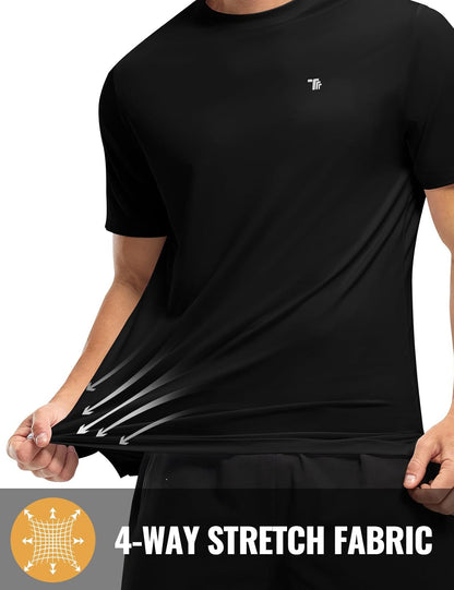 Rdruko Herren Kurzarm Trainingsshirts – Trockene Passform – Feuchtigkeitstransportierend – Für Laufen, Fitnessstudio, aktiven Sport