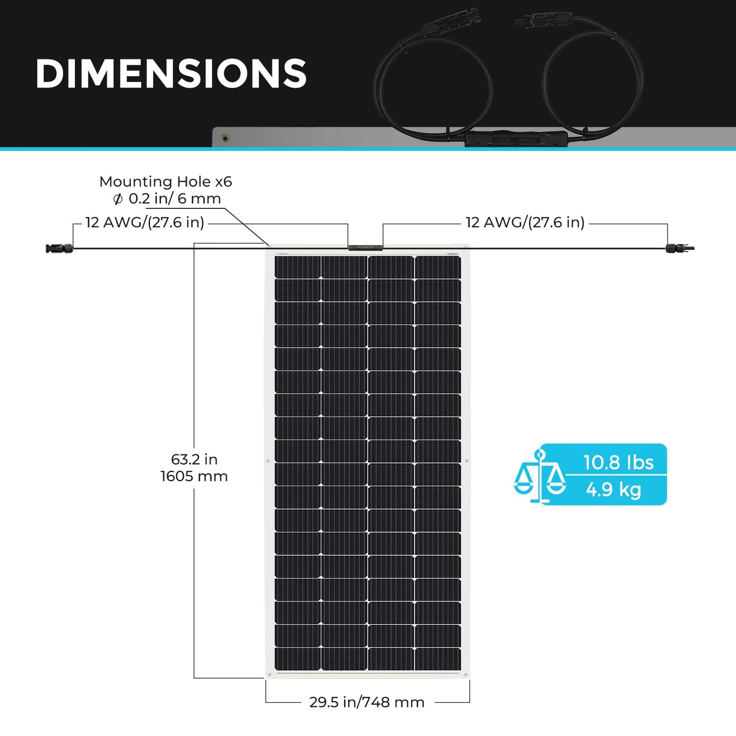 Renogy Flexible Solar Panel 50 Watt 12 Volt Monocrystalline Ultra-Flexible Bendable Mono Off-Grid Charger for Marine RV Cabin Van Car Boat Curve Surfaces