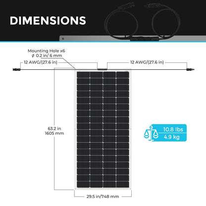 Renogy Flexible Solar Panel 50 Watt 12 Volt Monocrystalline Ultra-Flexible Bendable Mono Off-Grid Charger for Marine RV Cabin Van Car Boat Curve Surfaces