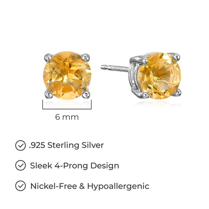 Amazon Essentials Sterling Silver Round Birthstone Stud Earrings