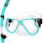 Greatever Dry Snorkel Set,Panoramic Wide View Anti-Fog Scuba Diving Mask,Professional Snorkeling Gear for Adults Kids