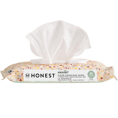 The Honest Company Clean Conscious Unscented Wipes | Over 99% Water, Compostable, Plant-Based, Baby Wipes | Hypoallergenic for Sensitive Skin, EWG Verified | Pattern Play, 576 Count