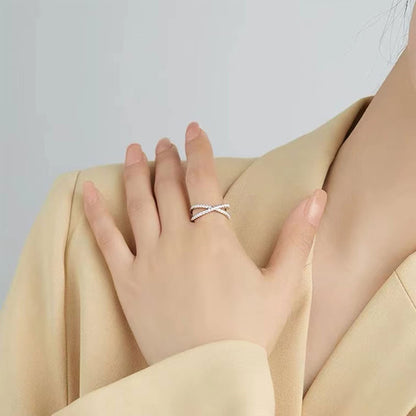 OOOPEL Sterlingsilber Verstellbarer Ring S925 Silberringe für Frauen Zirkonia Twist Liebesknoten Zarter Ring Silber Minimalistischer Offener Fingerring Silber Daumen Sterlingsilberring