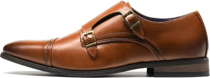 Bruno Marc Men's Dress Loafers Hutchingson Formal Monk Strap Slip-on Leather Shoes