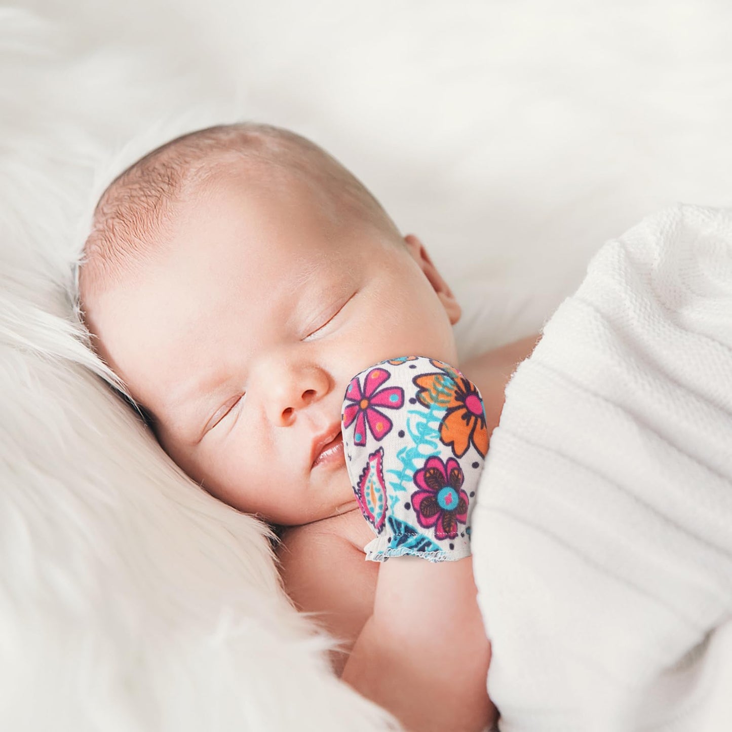 BQUBO Baby Fäustlinge Kratzschutz Handschuhe aus Baumwolle mit elastischem Bündchen Hypoallergen für Neugeborene und Babys von 0-6 Monaten Jungen und Mädchen