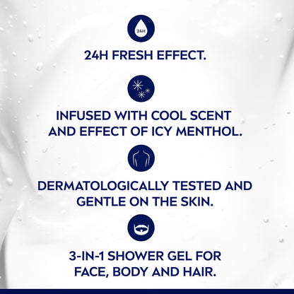 NIVEA MEN Cool Kick Duschgel | Herren Duschgel für Körper, Gesicht und Haar, 887 ml