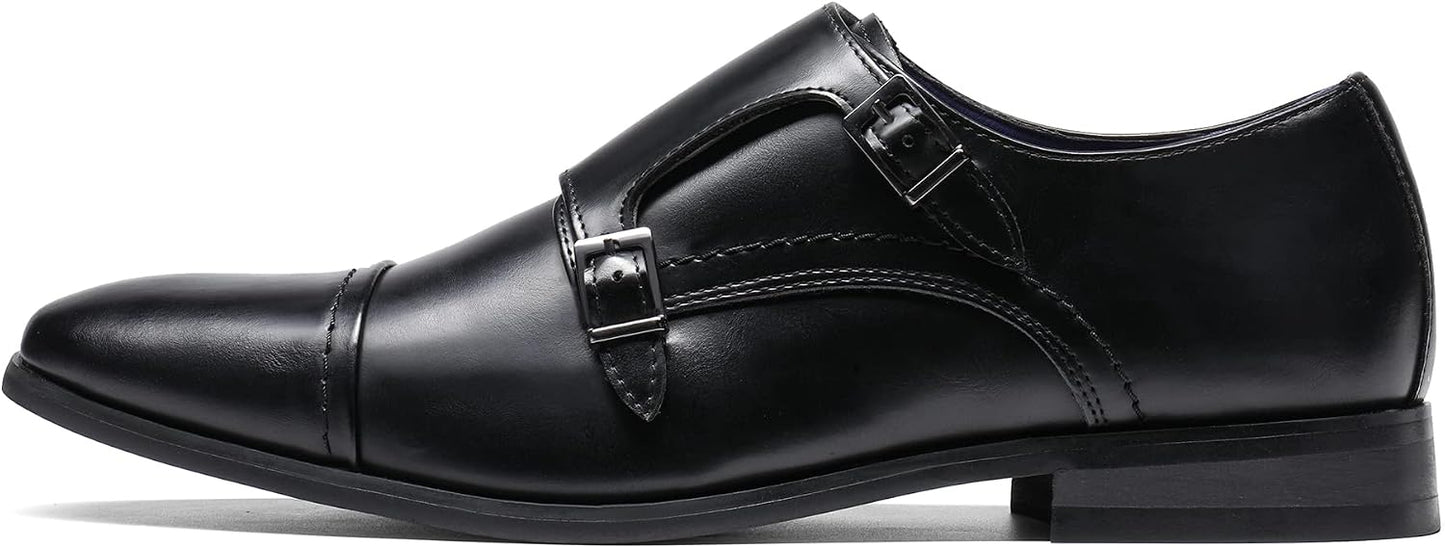 Bruno Marc Men's Dress Loafers Hutchingson Formal Monk Strap Slip-on Leather Shoes