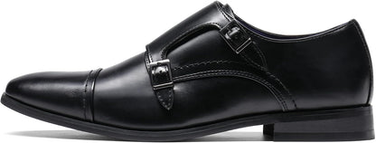 Bruno Marc Men's Dress Loafers Hutchingson Formal Monk Strap Slip-on Leather Shoes