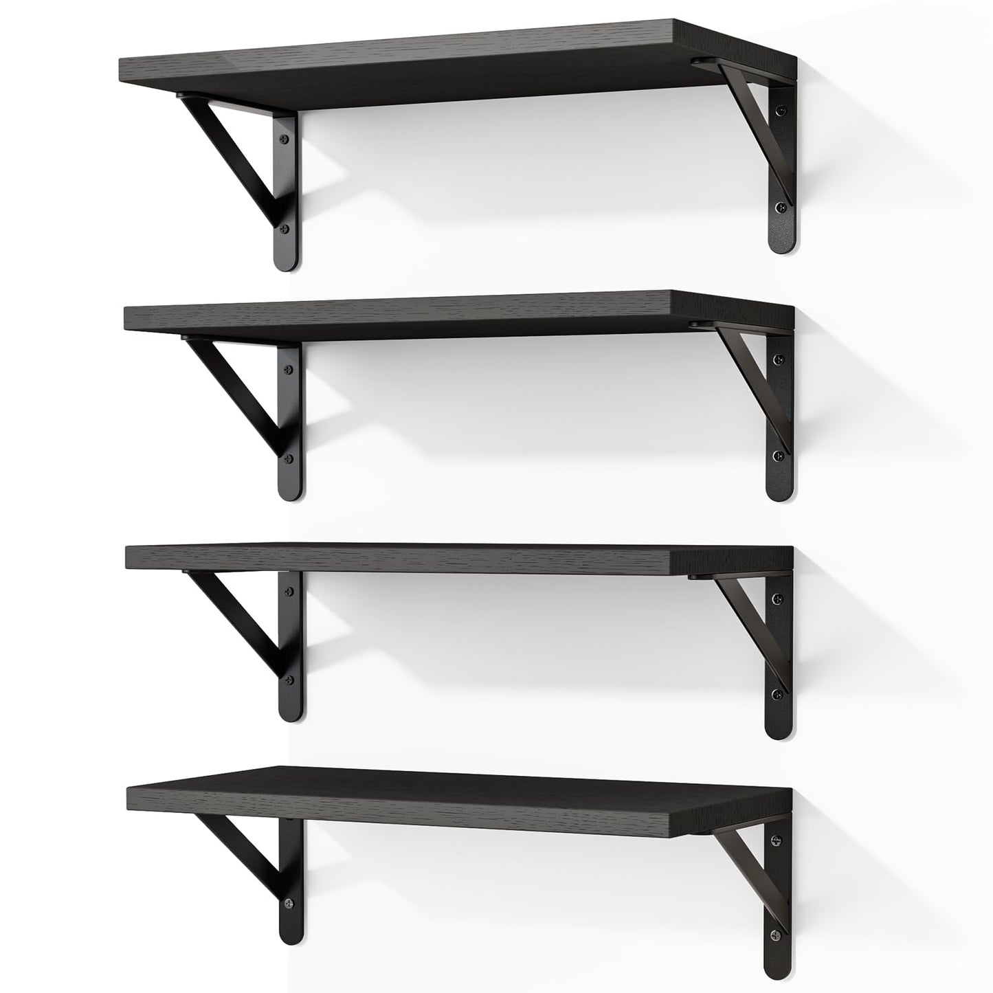 Fixwal Floating Shelves for Wall, Wood Wall Mounted Shelves for Bedroom, Bathroom, Living Room, Kitchen Storage and Decor(Brown, Set of 4, 16.5 Inch)