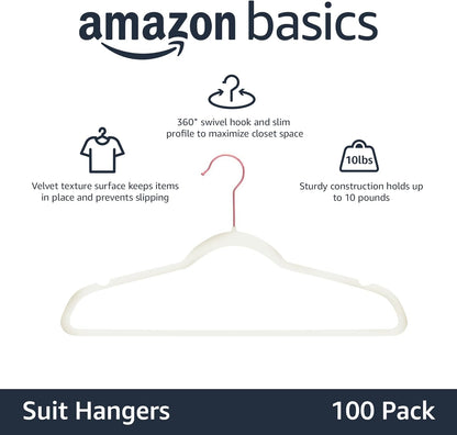 Amazon Basics Samtkleiderbügel für Anzüge – 30er-Pack, Schwarz