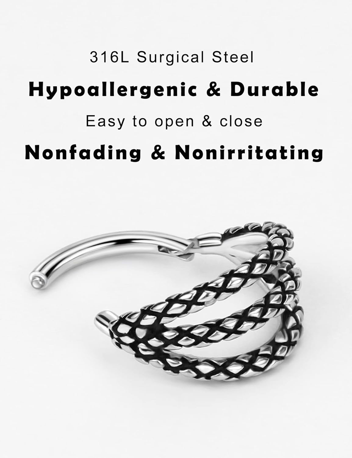 TDEBA Conch Piercing Schmuck, 316L Chirurgenstahl Segment Nasenring, CZ Knorpel Ohrringe, Lippenring, Segment Helix Rook Nahtloser Clicker Piercing Schmuck