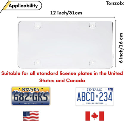 2-Pack Clear License Plate Cover, Unbreakable Bubble Shield for US/Canada Car Tag, UV Protection, Heavy Duty License Plate Protector, Universal Fit (Screws Included)