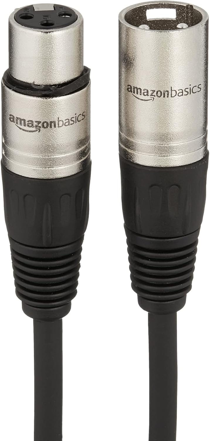 Amazon Basics XLR-Mikrofonkabel für Tonstudio-Lautsprecher, PA-System, Vollkupferleiter, 3 m, Schwarz
