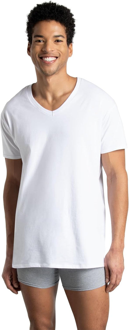 Fruit of The Loom Men's 6-Pack Stay Tucked V-Neck T-Shirt