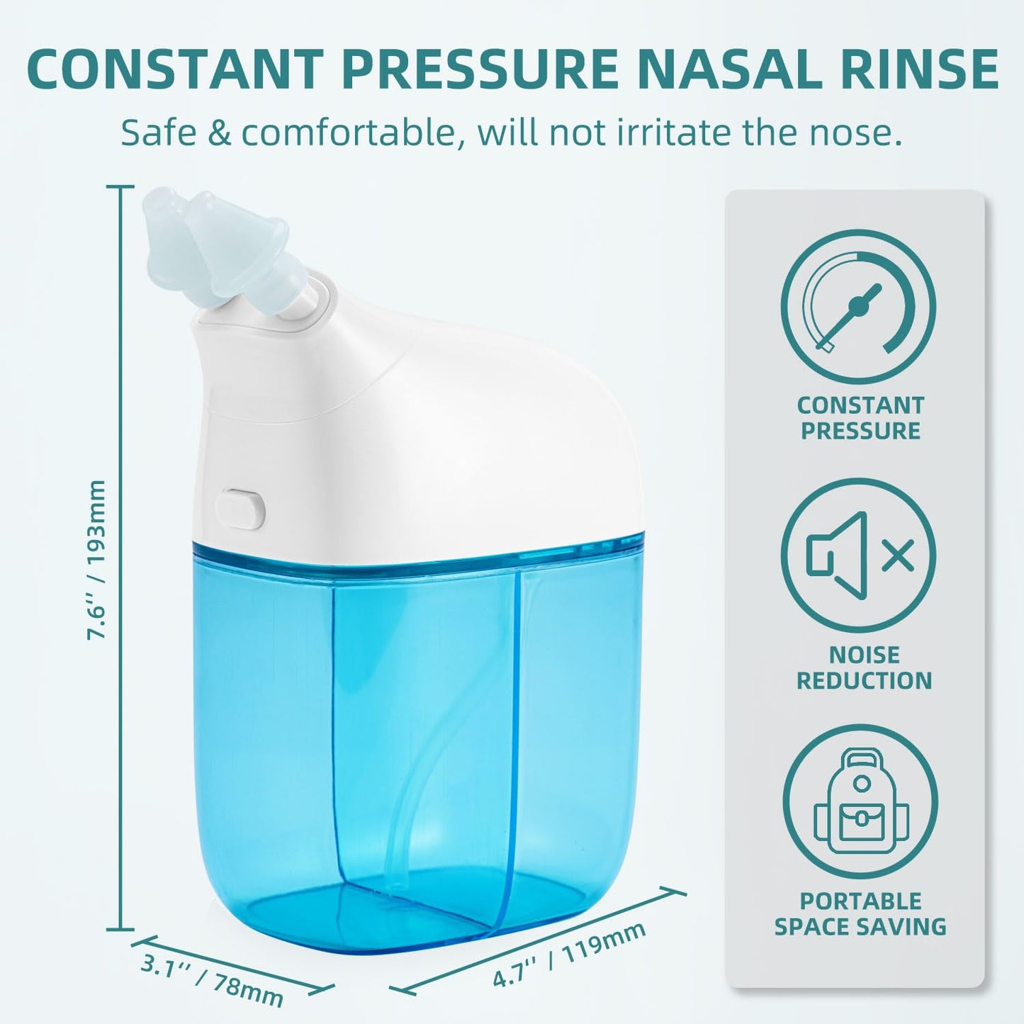Nasal Irrigation System, Nasal Rinse Machine, Sinus Rinse Machine, Sinus Cleaner Machine with Water Tank & Waste Collection Tank - Nose Cleaner for Sinus,SinusAdult,Allergy Relief - Blue