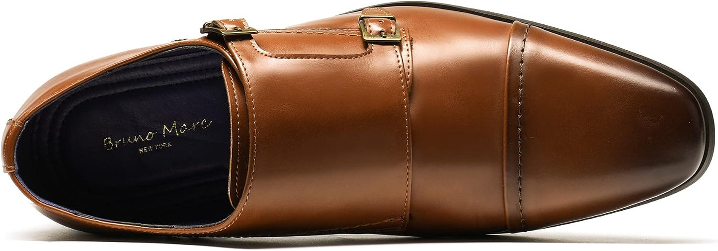 Bruno Marc Men's Dress Loafers Hutchingson Formal Monk Strap Slip-on Leather Shoes