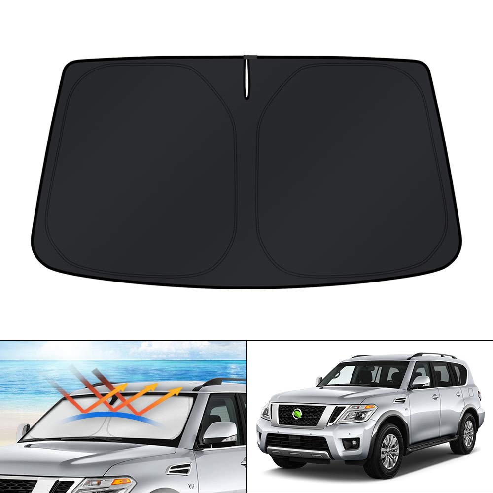 KUST Windshield Sun Shade for 2017-2026 Tesla Model Y/Model 3 Sunshade Accessories (Fit 2025-2026 Model Y Juniper / 2024 Model 3 Highland) Upgraded Foldable Sunshade, Blocks UV Rays Keep Car Cool