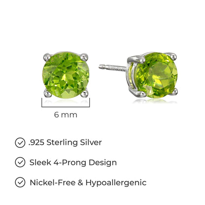 Amazon Essentials Sterling Silver Round Birthstone Stud Earrings