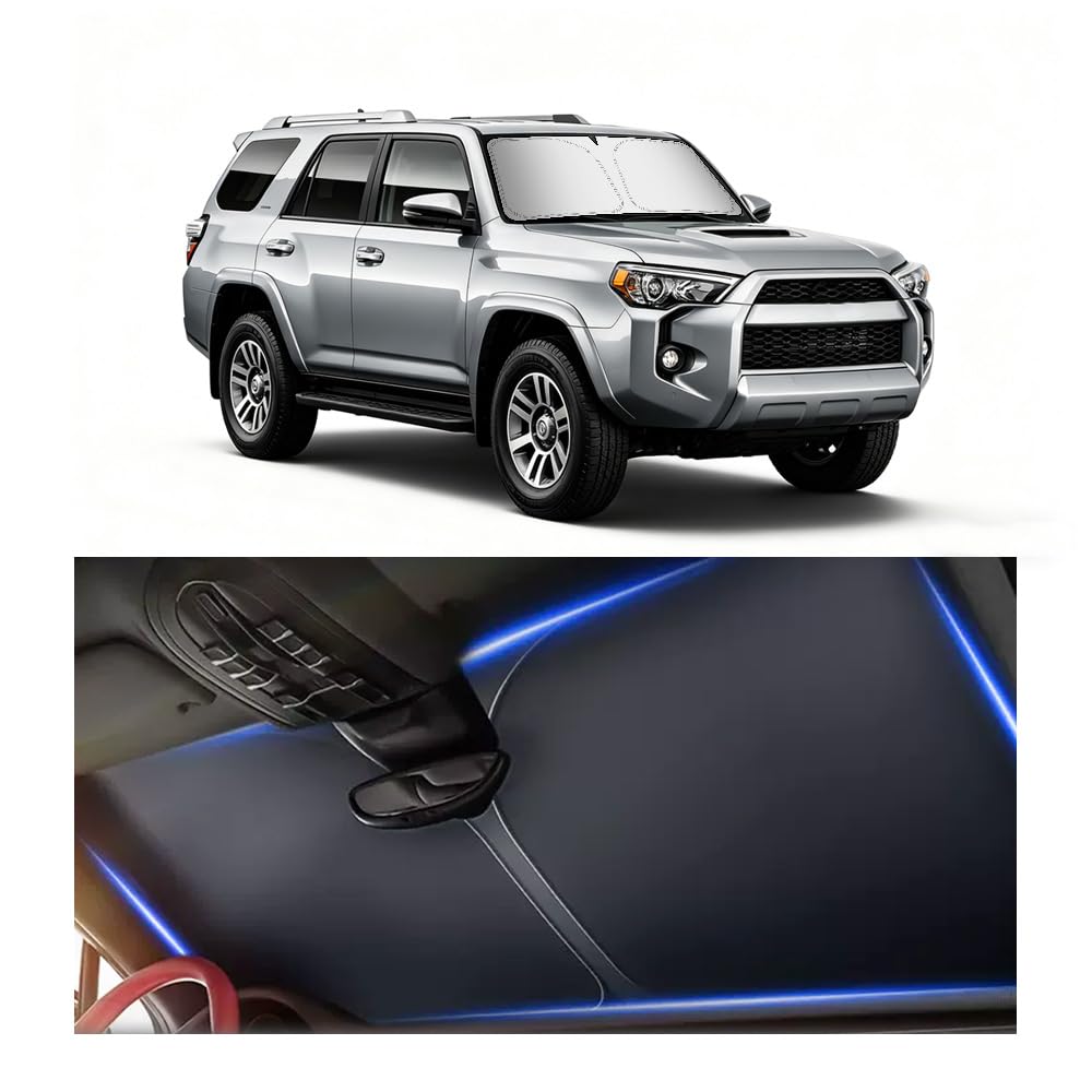 300T Thickened Automotive Glass Sunshade and Comes with Storage Bag,Keep Car Interior Cool,Universal Windshield Sun Shade Fit for Cars,Trucks,SUVs (L: 57.08 * 31.5 inch)