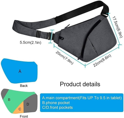 Wasserdichter Anti-Diebstahl Schulter Rucksack Sling Brust Crossbody Bag Abdeckpack Rucksack Fahrrad Sport (B13-007 Schwarz-linke Hand)