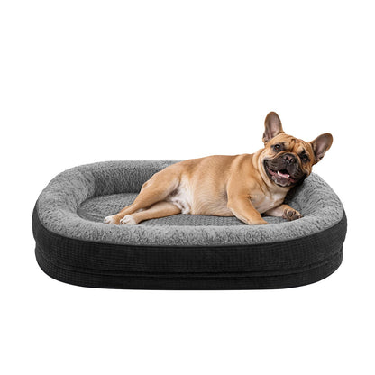 JOEJOY Orthopedic Dog Beds Large Sized Dog, XL Egg-Crate Memory Foam Pet Couch Bed with Bolster Sides, Waterproof Lining, Removable Washable Cover & Non-Slip Bottom, Brown