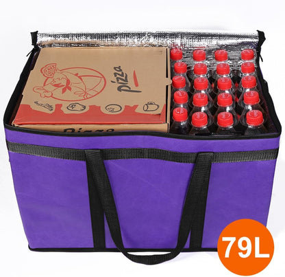 Bodaon Isolierte Essensliefertasche - Warm- & Kalthaltetransporttasche, Catering/Doordash Pizzawärmer, Einkaufstasche, Kühltasche für Partys (Schwarz-Rot, 1 St.), Ideal für den Transport warmer Speisen