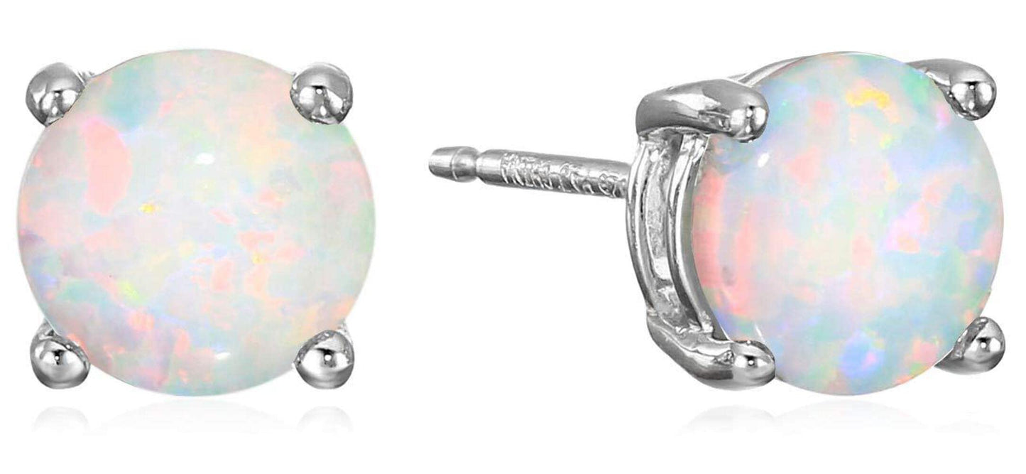 Amazon Essentials Sterling Silver Round Birthstone Stud Earrings