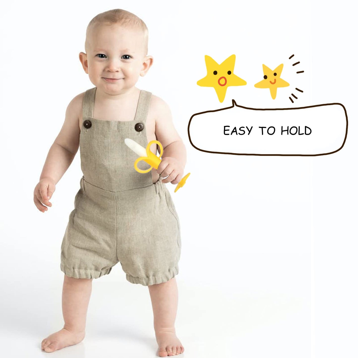 Chuya Beißspielzeug für Babys, Beißringe mit Bananen-Zahnbürste zum Zähneputzen, BPA-frei, Kauspielzeug, Silikon-Beißring für Säuglinge und Kleinkinder 0-6-12 Monate