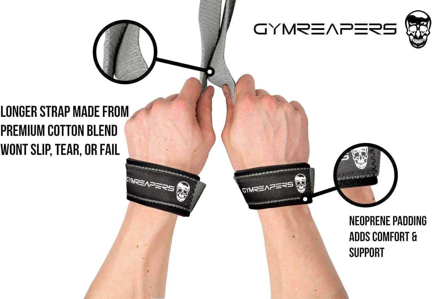 Gymreapers Hebe-Handgelenkbandagen für Gewichtheben, Bodybuilding, Powerlifting, Krafttraining und Kreuzheben – gepolstertes Neopren mit 45,7 cm Baumwolle