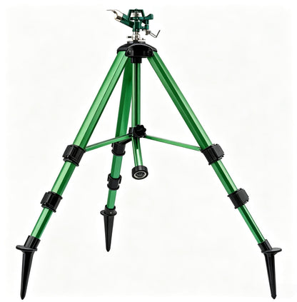 Sprinklers for Yard, Up to 50% Larger Watering Coverage, 2026 Heavy-Duty Impact Lawn Sprinkler on Spike Tripod Base with 360° Large Area Irrigation, Adjustable Extension Legs for Garden Lawn, Green