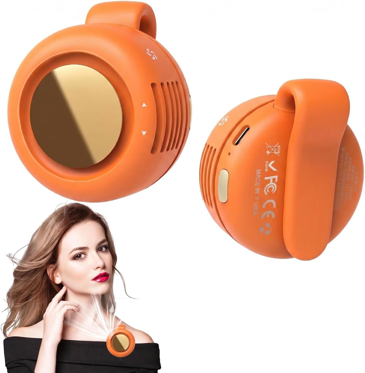 Portable Silent Mini Bladeless Fan Clip On, Small Fan Clip on for Shirt & Waist, Adjustable 3-Speed Suspended Whirlwind Fans, For Outdoor & Travel & Office, Travel Accessories, Gift