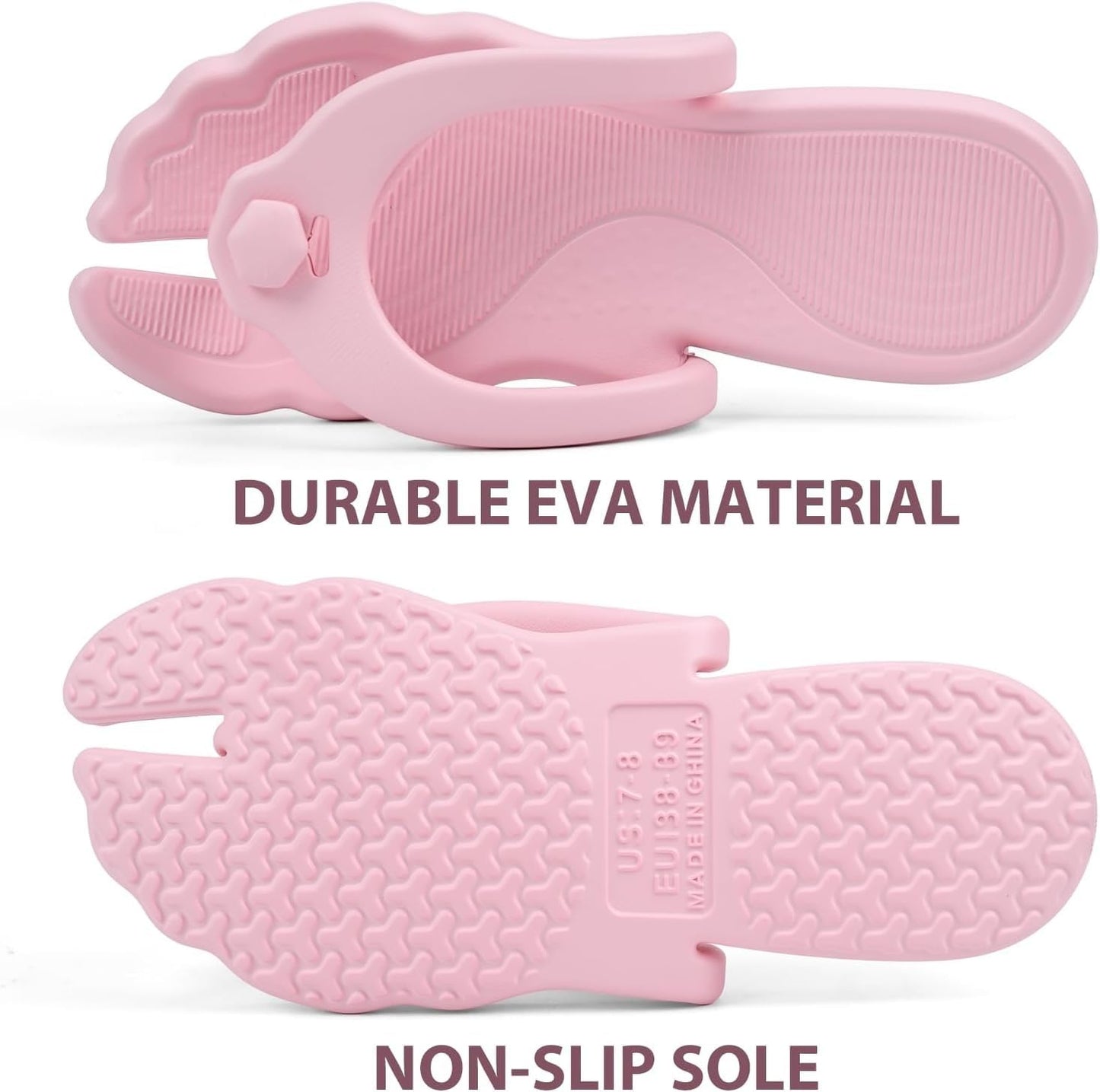 Rosoz Flip Flops for Women Men Foldable Travel Slippers Lightweight Shower Shoes Non-Slip Quick-Dry Bathroom Camp Beach Sandals